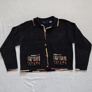 Vintage VaJeany Black Knit Cardigan Sweater Size L – Hong Kong